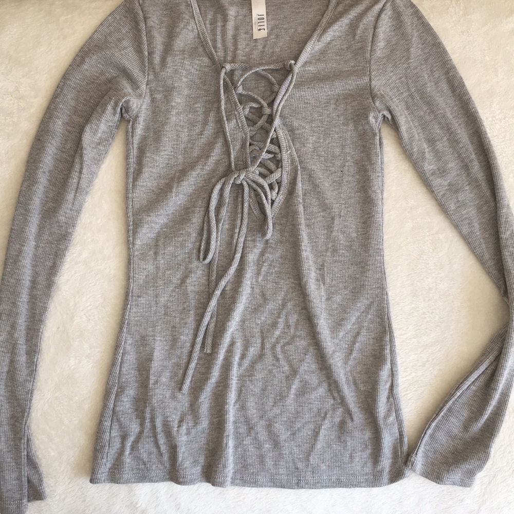 JOLIE small ribbed lace up top